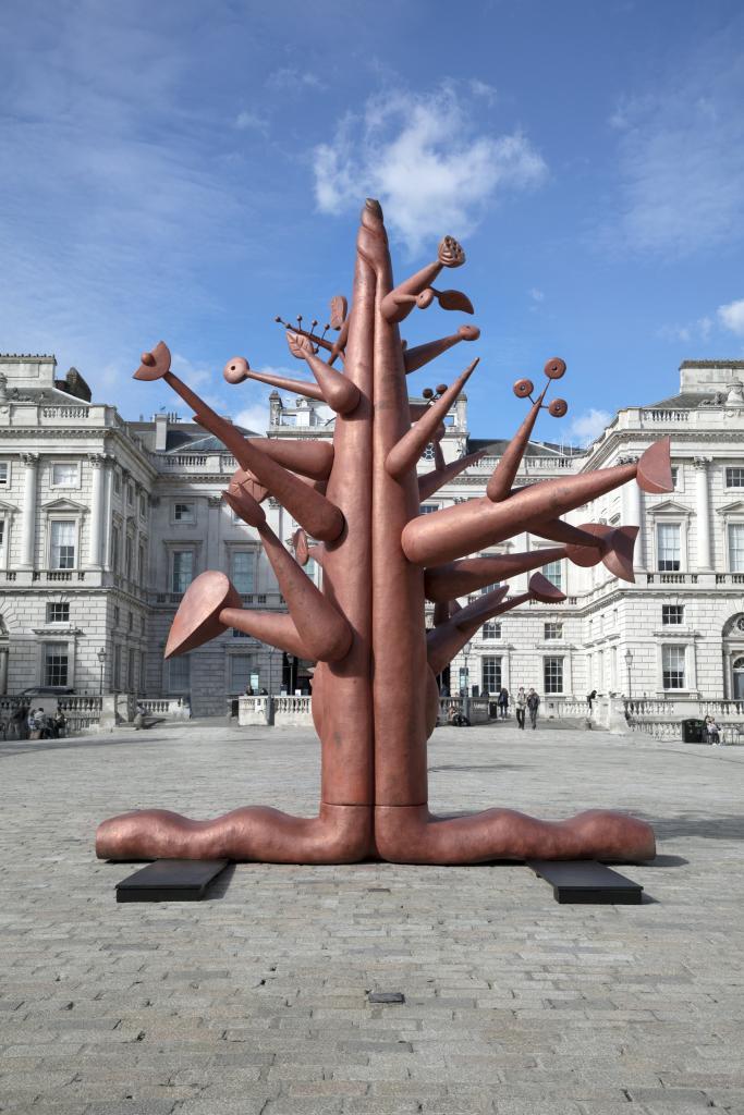 Installation in Somerset House Courtyard for 1.54, 2018, Ibrahim El-Salahi, Meditation trees, Courtesy the artist and Vigo Gallery