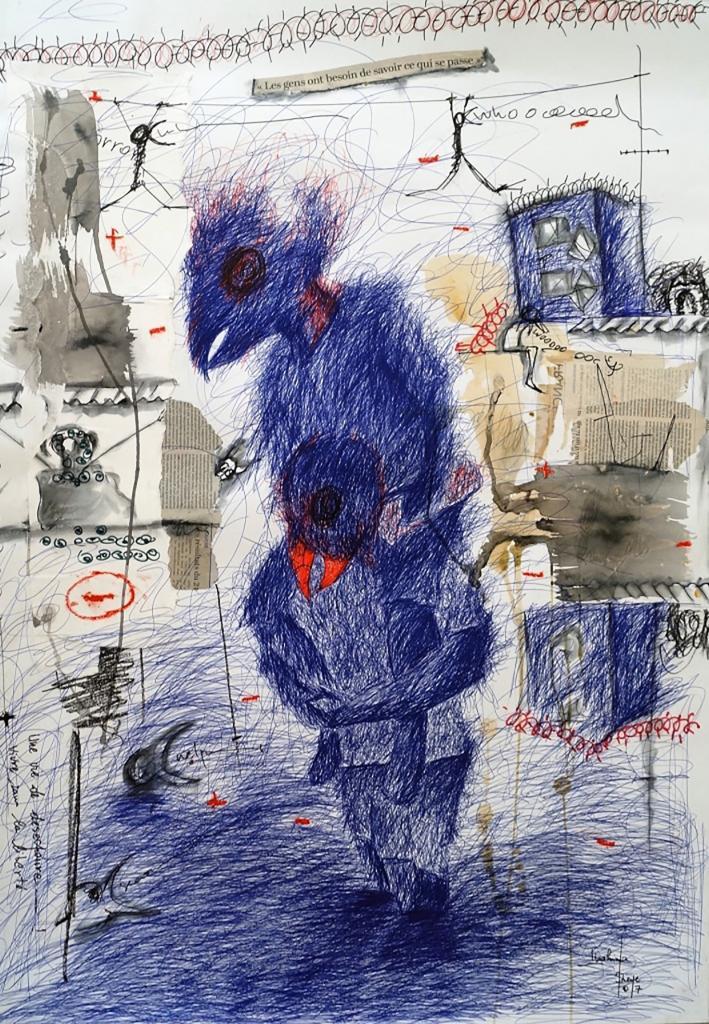 Serigne Ibrahima Dieye -Sans titre -Technique mixte sur papier, 2017© Galerie PolysémieCourtesy Galerie Polysémie