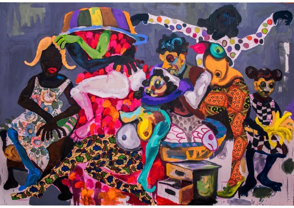 Wycliffe Mundopa The Future is in our hands Pt 2, 2018 oil on canvas 175cm x 245cm © Wycliffe Mundopa ­ Courtesy First Floor Gallery Harare