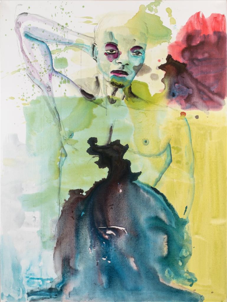 Banele Koza -«Trying to impress» 2017, acrylic on canvas, 122 x 92cm-Courtesy SMITH gallery & AKAA 2018