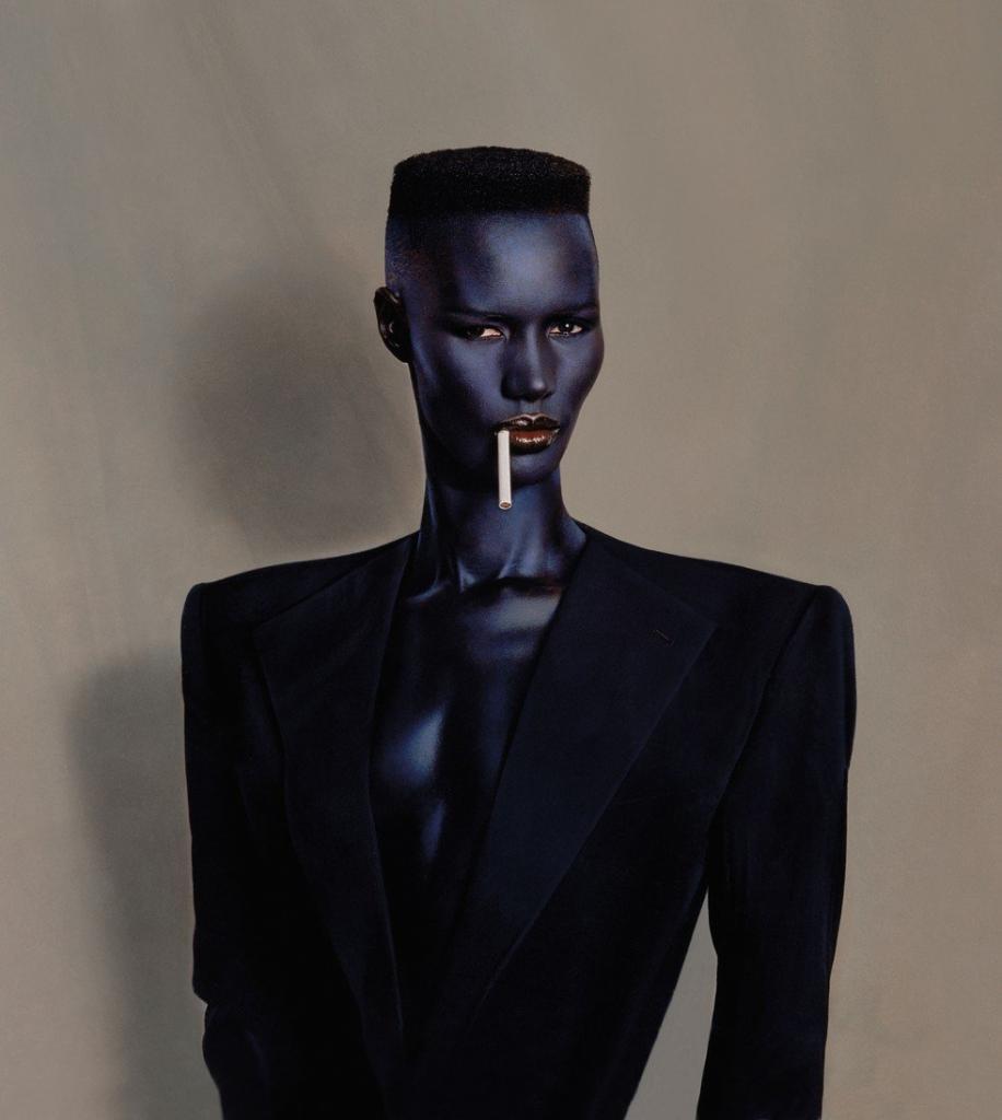 Blue-Black In Black On Brown, painted photo, New York, 1981. © Jean-Paul Goude