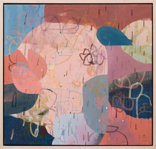 PAUL SENYOL. String of Verses, 2019. Mixed media on canvas. 425 x 445mm. Framed LR Courtesy of David Krut Projects