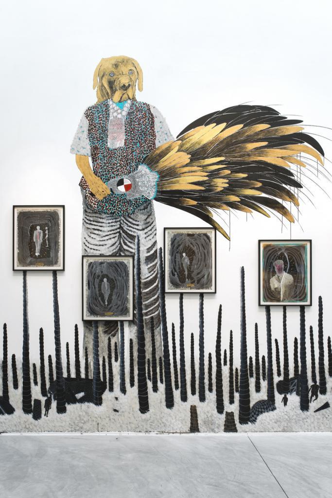 Omar Ba, Vue d'exposition - From the Paper to the Wall. © Courtesy Galerie Templon