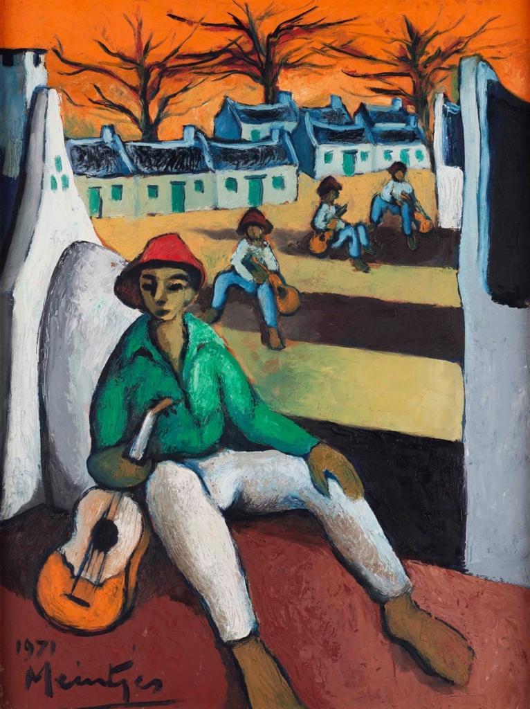 Johannes Meintjes South African 1923–1980 Men with Guitars 1971 R 80,000 - R 120,000 oil on board signed and dated bottom left 60 x 45 cm Modern & Contemporary Art Aspire Auction 1st September 2019 Cape Town