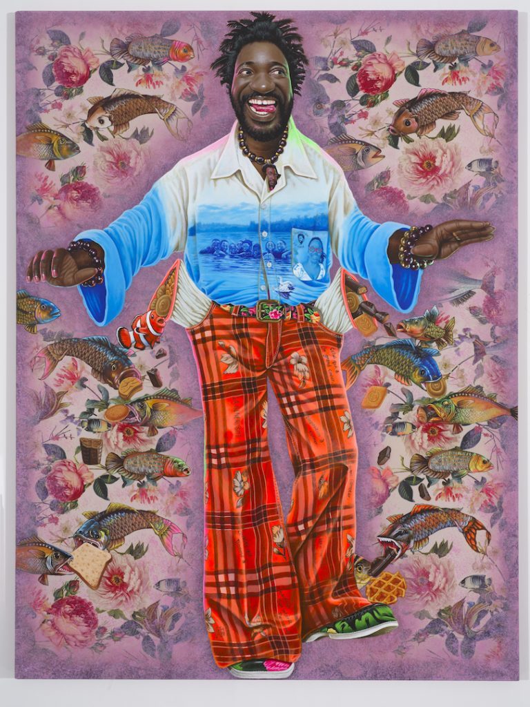 JP Mika La Générosité, 2018 Acrylique, huile, encre de Chine et paillettes sur tissu 160 x 120 cm © ADAGP, JP Mika, Kleinefenn courtesy Galerie MAGNIN-A, Paris