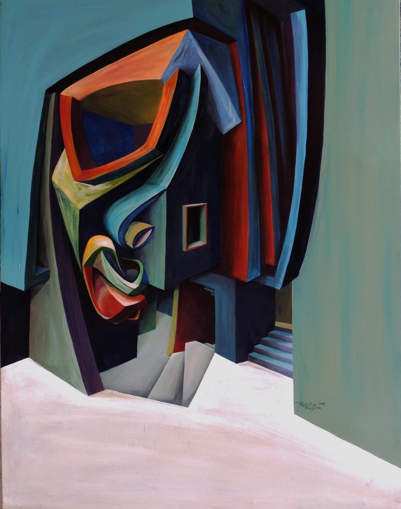 Patrick Akpojotor, Face on the Street. 122 X 92cm. 48 x 36 Inches. Acrylic on canvas. © Copyright the artist. Courtesy SMO Contemporary