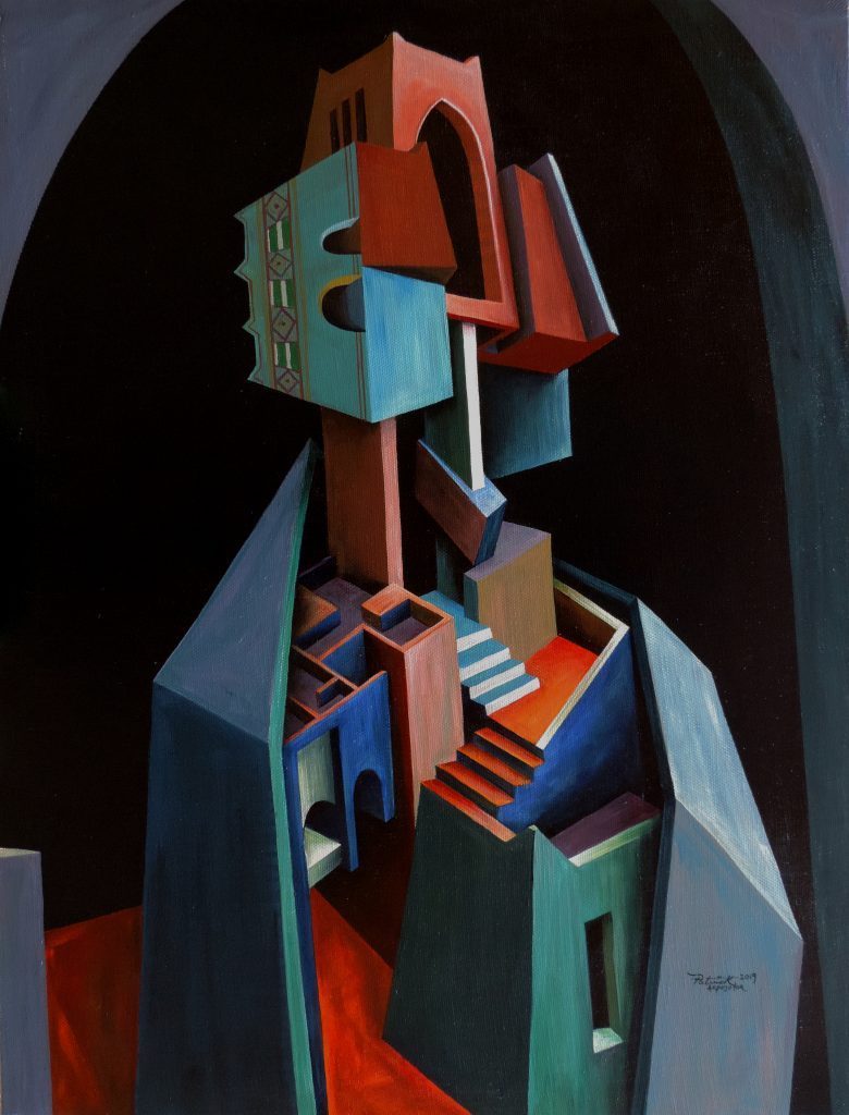 Patrick Akpojotor, Self Portrait(Imagined Identity), 2019. Acrylic on canvas. 122 x 92 cm. 48 x36 In. © Copyright the artist. Courtesy SMO Contemporary