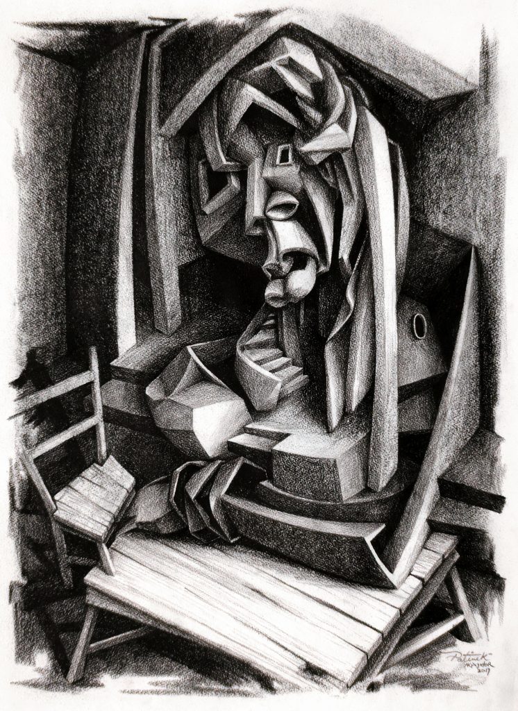 Patrick Akpojotor, Archive of Better Days, 2019. Charcoal on paper. 71 x 51 cm. 28 x 20 in. © Copyright the artist. Courtesy SMO Contemporary.