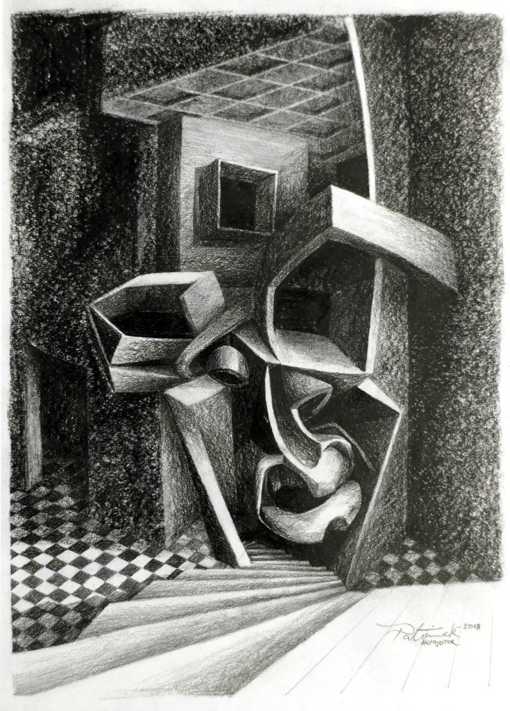 Patrick Akpojotor, Untold Space I, 2019. Charcoal on paper. 38 x 28 cm. 15 x 11 in. © Copyright the artist. Courtesy SMO Contemporary.