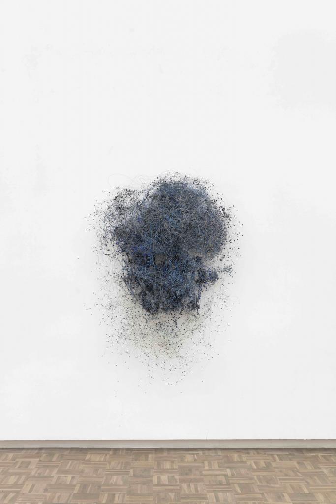 Igshaan Adams, Wolkies blaas (2019-2020). Coated metal wire, beads, rope, fringe, and fabric. 150 x 115 x 55cm