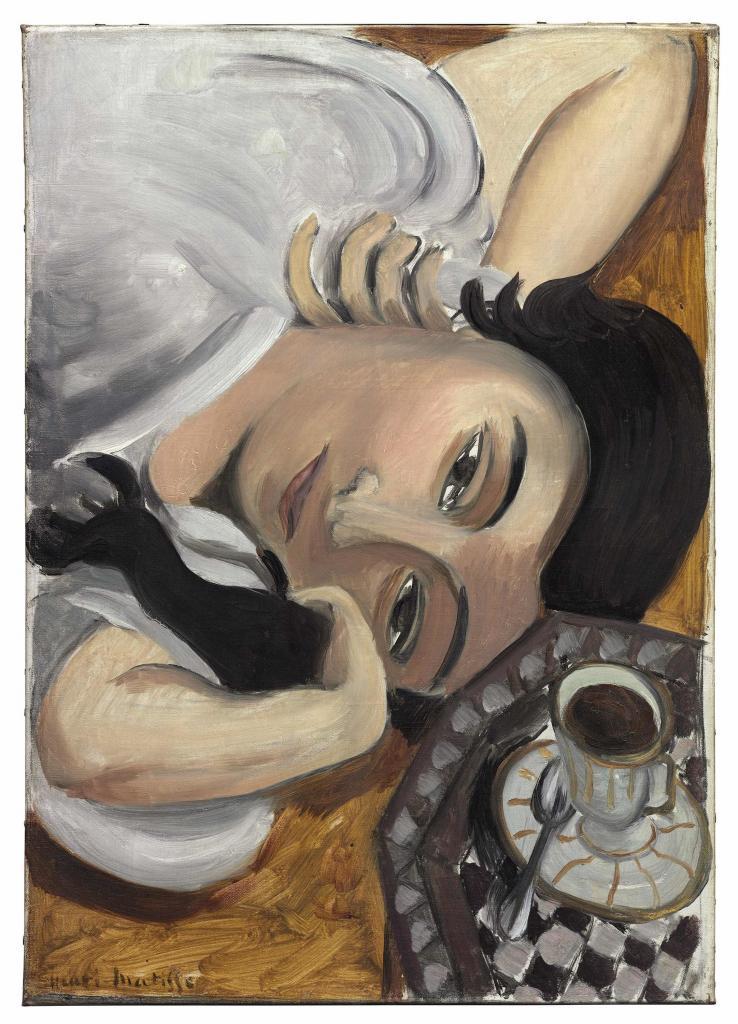 Henri Matisse, Laurette with a Cup of Coffee, 1916–17. Oil on canvas 22 11/16 × 15 11/16 in. (57.6 × 39.8 cm). The Art Institute Chicago, Estate of Marguerita S. Ritman; Marian and Samuel Klasstorner Endowment; through prior gifts of Philip D. Armour; through prior bequests of Dorothy C. Morris and Marguerita S. Ritman. © 2019 Succession H. Matisse / Artists Rights Society (ARS), New York) Photo: The Art Institute of Chicago/Art Resource, NY
