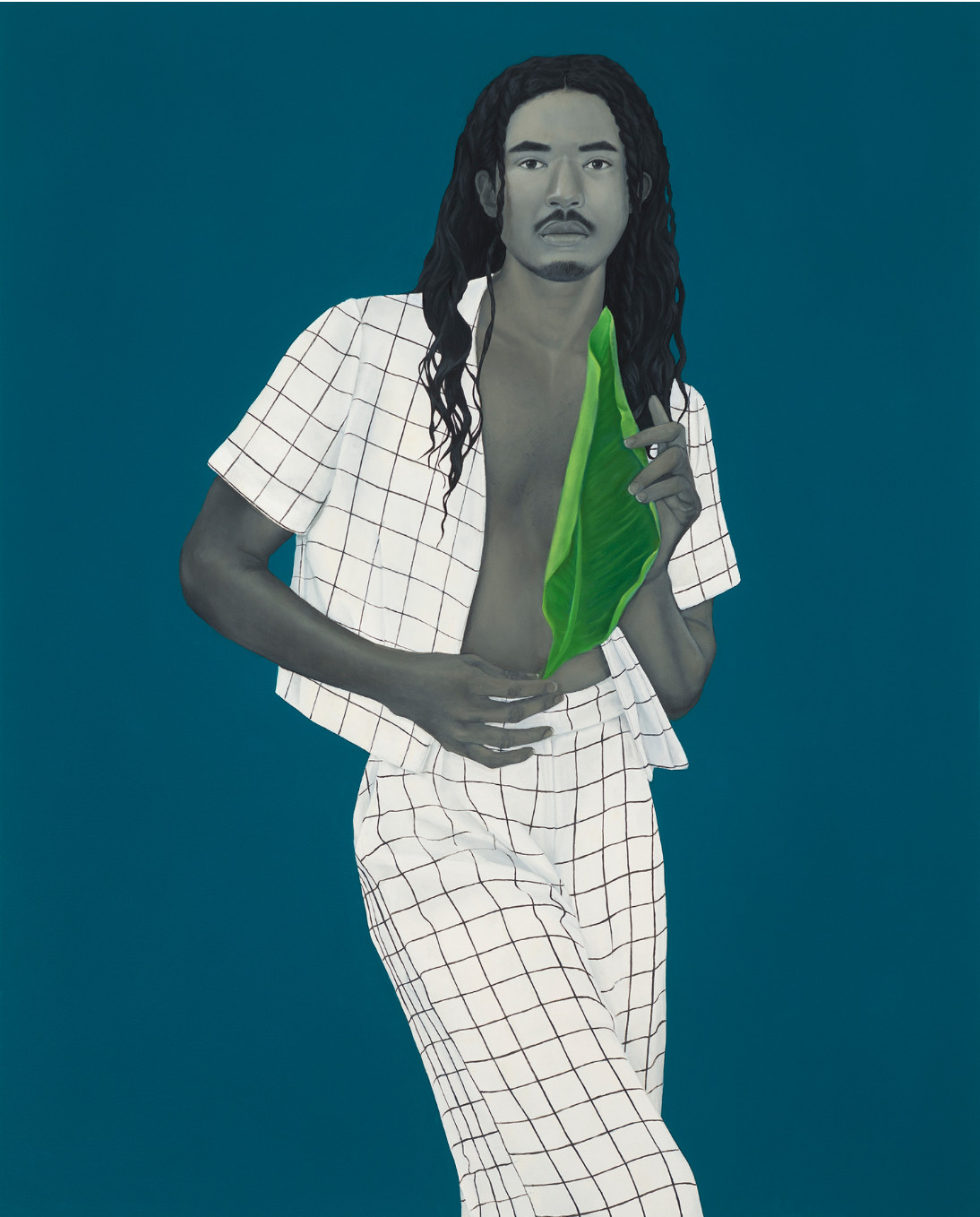Amy Sherald, The lesson of falling leaves 2017, Oil on canvas 54 × 43 in. (137.16 × 109.22 cm) The Museum of Contemporary Art, Los Angeles Purchase with funds provided by the Acquisition and Collection Committee