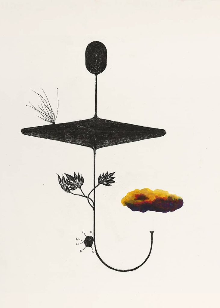 Jean-Marc Bullet, « La chasse », 2018, encre G-TEC-C4 sur papier Aquarelle 300g, 30x42 cm