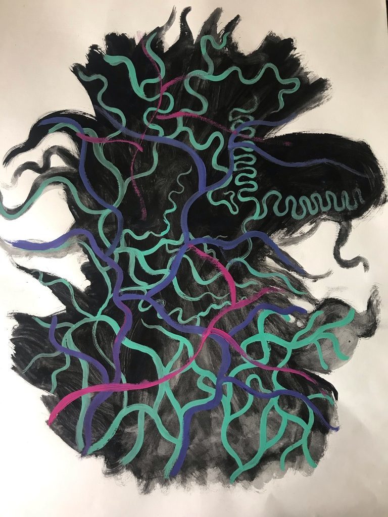 Ludji Savon, Ombres spirituelles, 2020, gouache sur papier 50 x 65 cm, espace d’art contemporain 14N 61W14N 61W