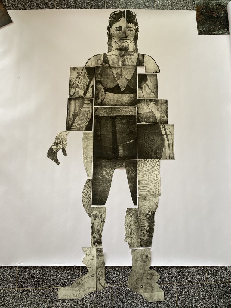 Yann Montout, « Êtres (dé)construits », 2020 Etching techniques (etching, aquatint, drypoint) on paper, 110x110cm