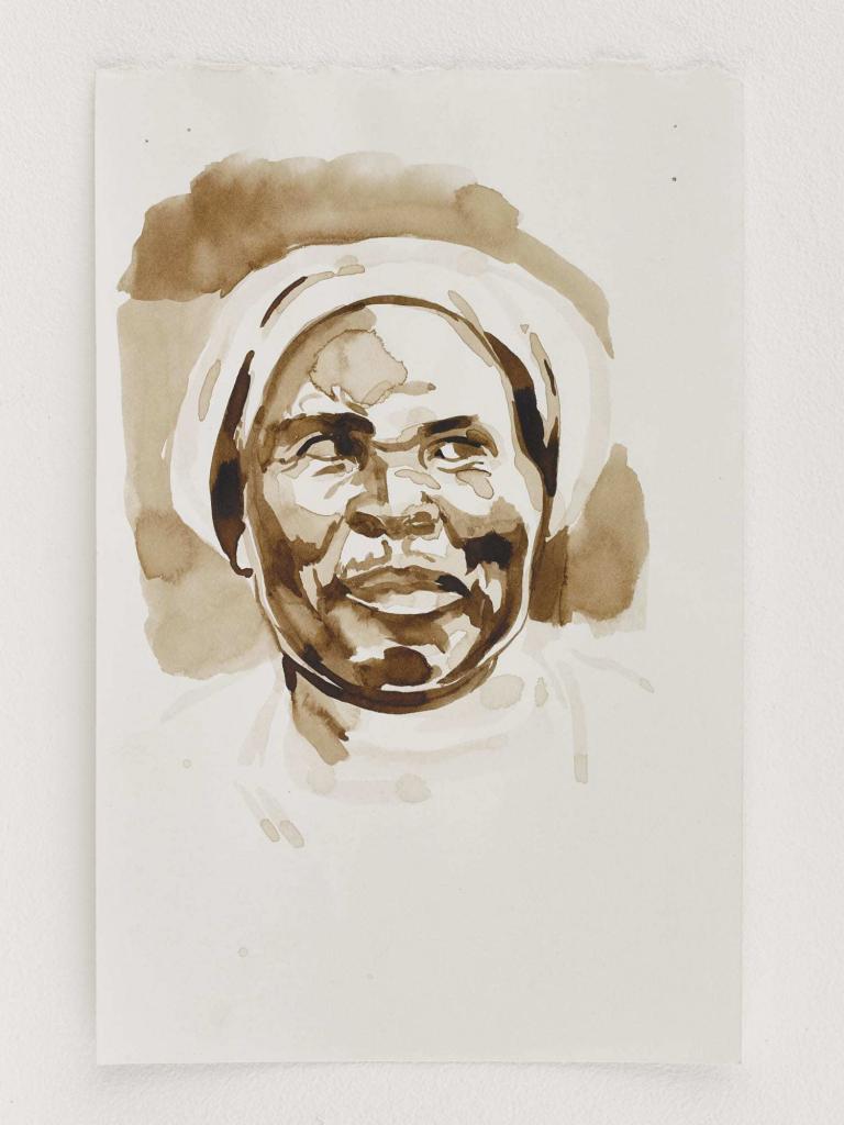 Michael Armitage, Study (Face I), 2019 Michael Armitage Study (Face I), 2019 Ink on paper, Another's Tongue © White Cube (Theo Christelis)