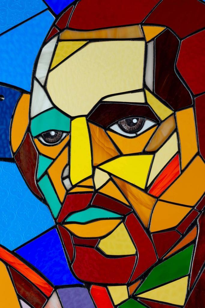 Athi-Patra Ruga, Swazi Youth After (Detail), 2019 Stained glass, lead, and powder-coated steel Artwork size: 170 x 90 cm Framed size: 180 x 100 x 4 cm Edition of 2 + 1 AP