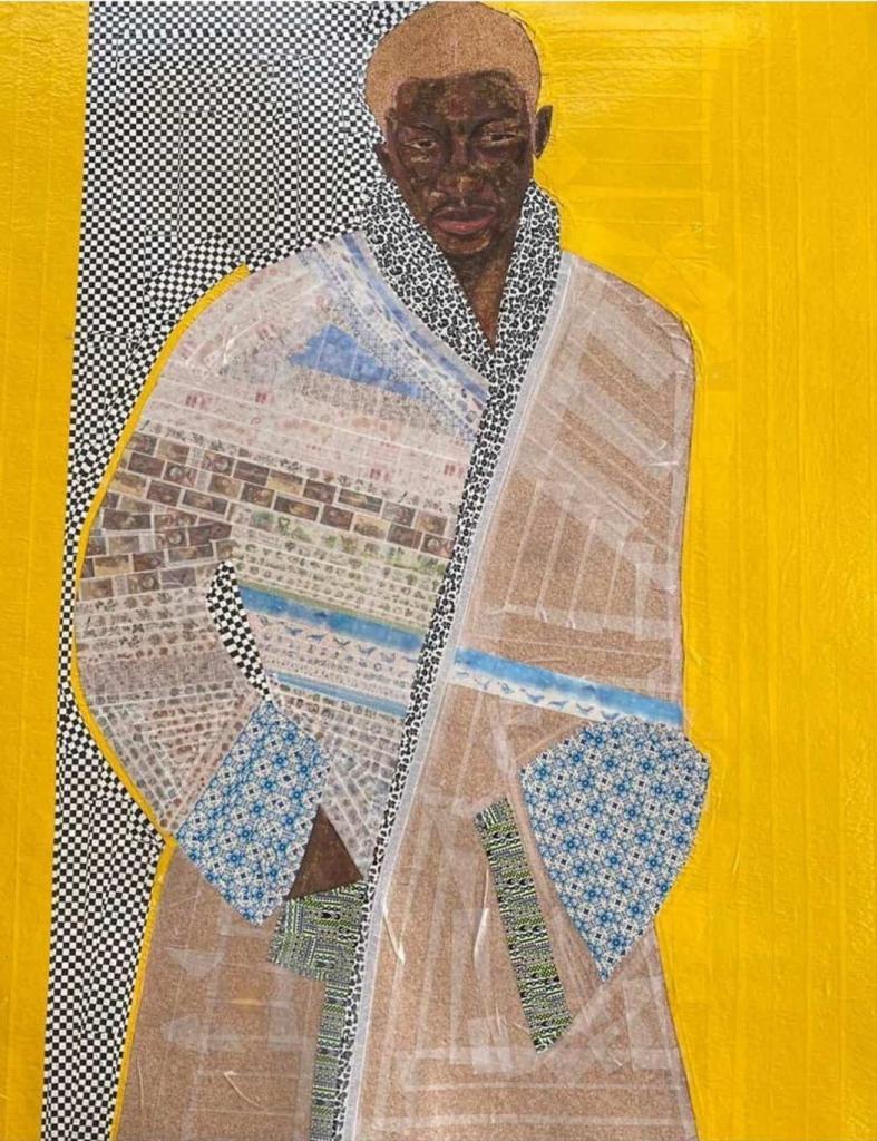 Serge Attukwei Clottey Cheddar 2020 Duck tape, graphite on cork board - 122 x 152 cm