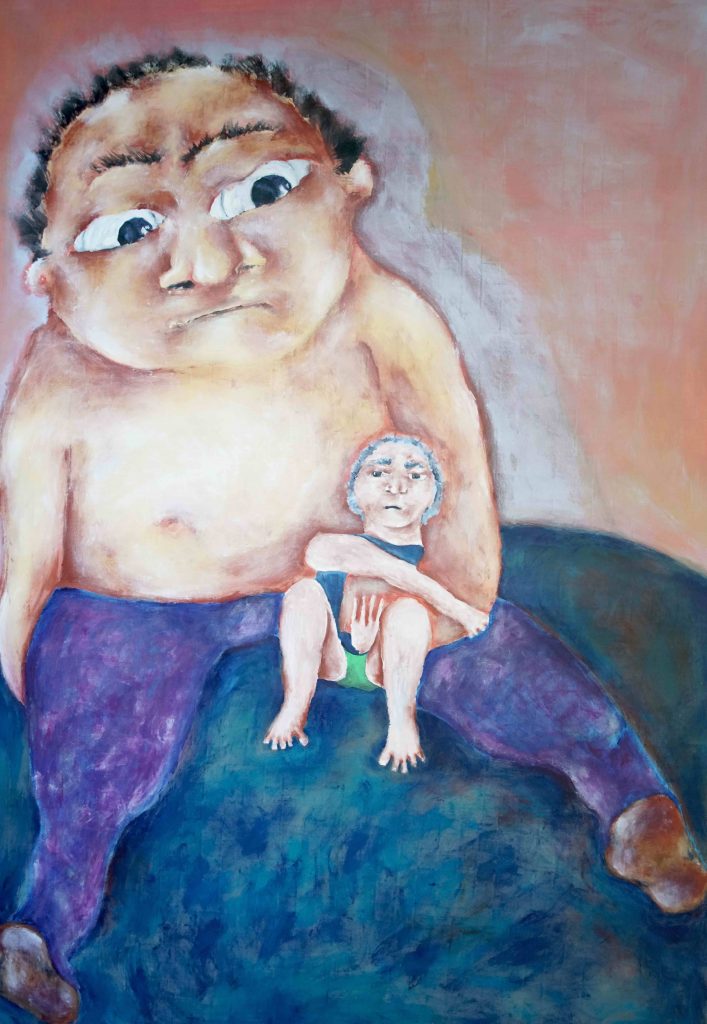 El-Meya, L'écrivraine, 2020 Acrylique sur toile. © galerie rhizome et El-Meya