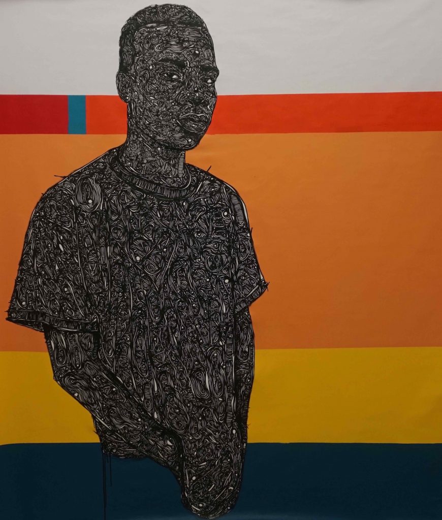 Tyna Adebowale, Jand Of Lagos, 2020, Acrylic on Canvass, 240 x 214 cm. Courtesy of retro Africa