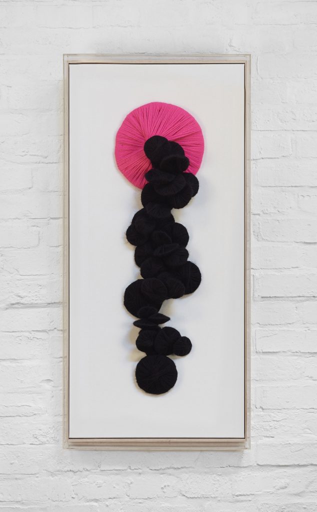 Berman Contemporary [SOLO], DuduBloom More, Glory Glory, 2021, Handmade disks with found cardboard and acrylic wool on canvas (2)