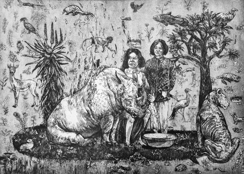 DianeVictor, The lady & The Rhino, 2022. © Diane Victor et Atelier le Grand Village.